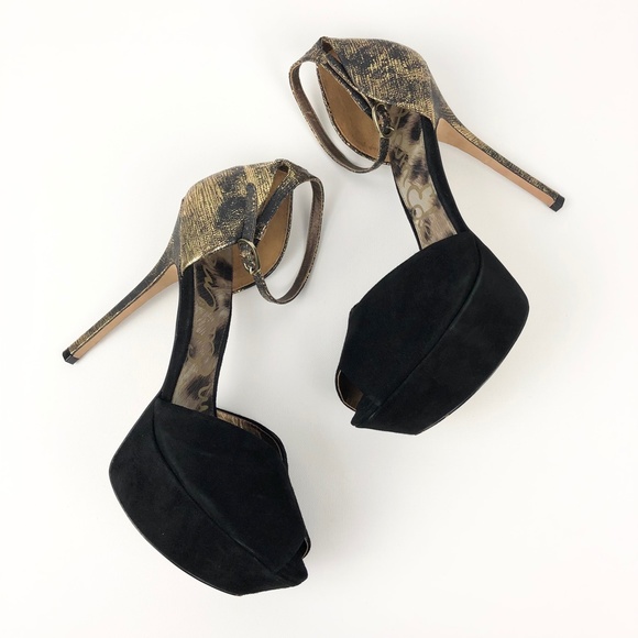 Sam Edelman 'Marina' Gold Flecked Peep-Toe Pump - Picture 9 of 16